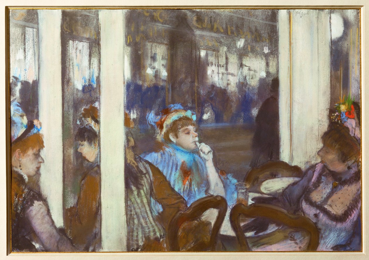 Nők egy kávéház teraszán este alkotó: Edgar Degas