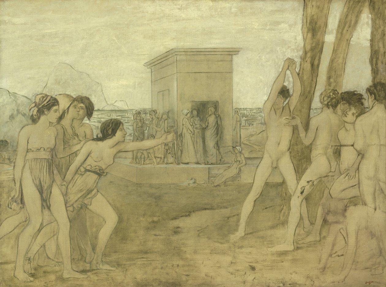 Fiatal Spartan Girls Challenging Boys, 1860 körül alkotó: Edgar Degas