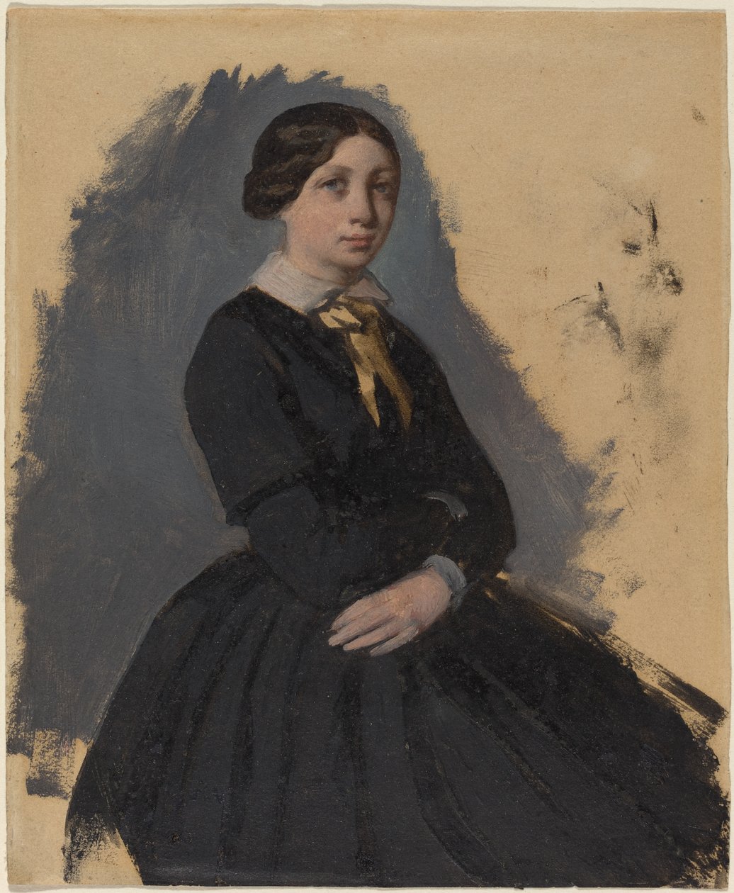 Fiatal nő feketében, 1861-5 (olaj, szőtt papír) alkotó: Edgar Degas
