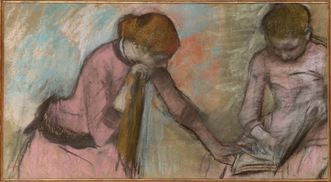 Fiatal lányok egy albumot nézegetnek, 1884 körül (pasztell, kártyára fektetve) alkotó: Edgar Degas