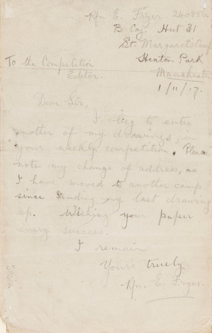 Levél egy újság versenyszerkesztőjének, 1917. november 1 alkotó: Edgar Fryer