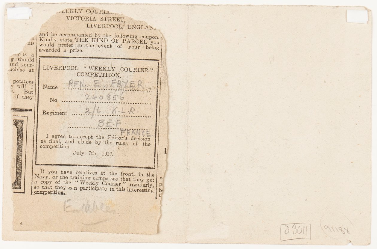 Felterjesztés egy újság pályázati szerkesztőjéhez, 1917 alkotó: Edgar Fryer