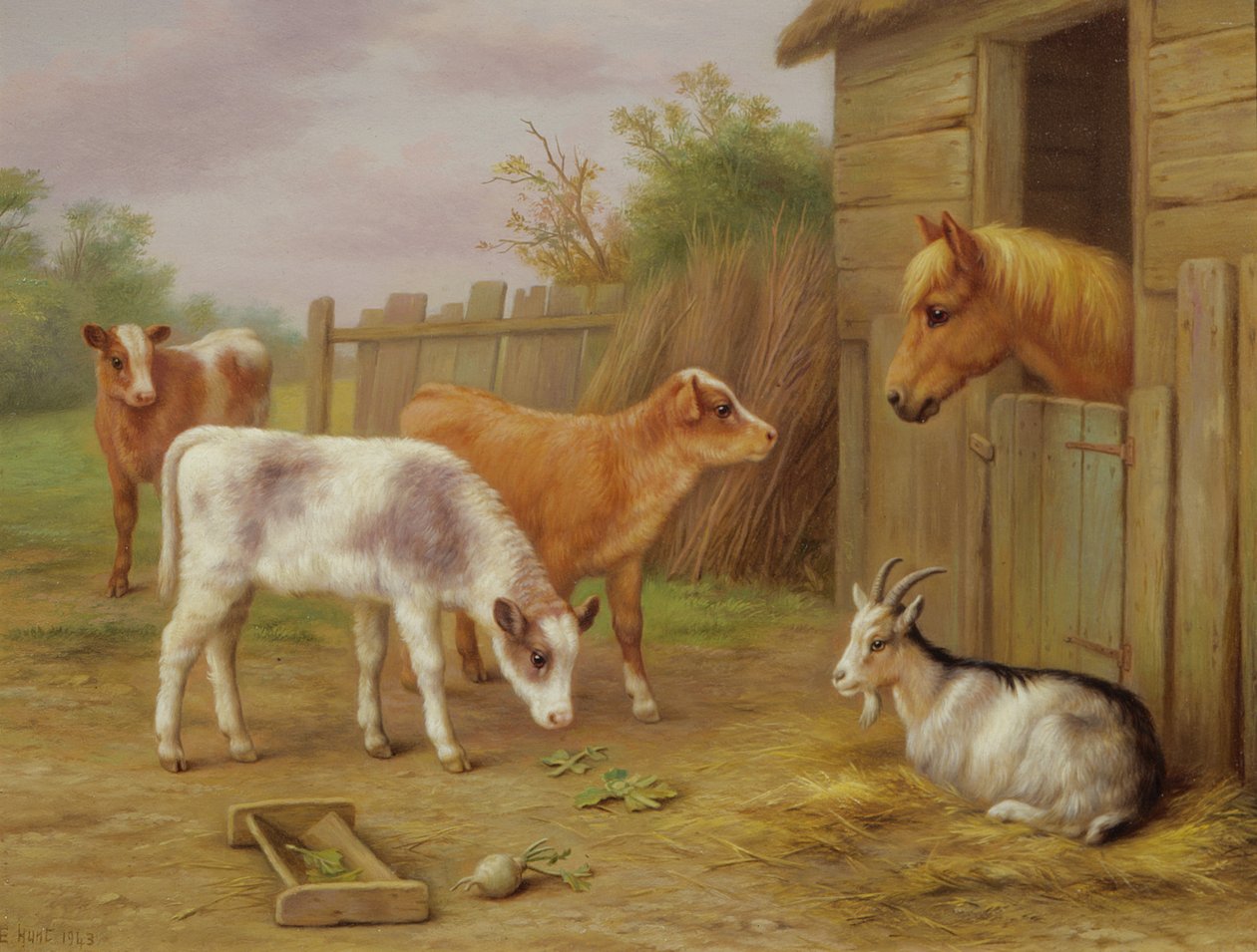 Tanyasi jelenet (olaj, tábla) alkotó: Edgar Hunt