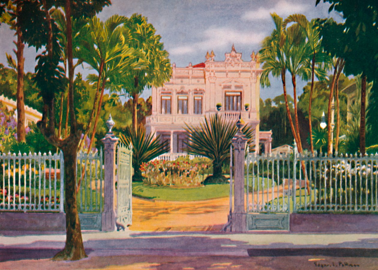 „Paul de Frontin gróf lakóhelye, Petropolis”, 1914 alkotó: Edgar L Pattison