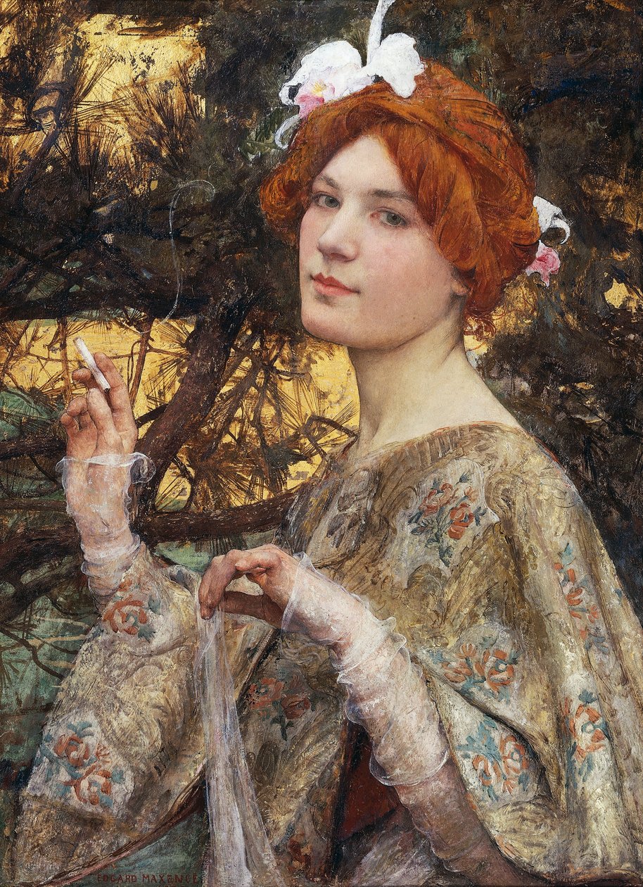 Hölgy orchideával alkotó: Edgar Maxence