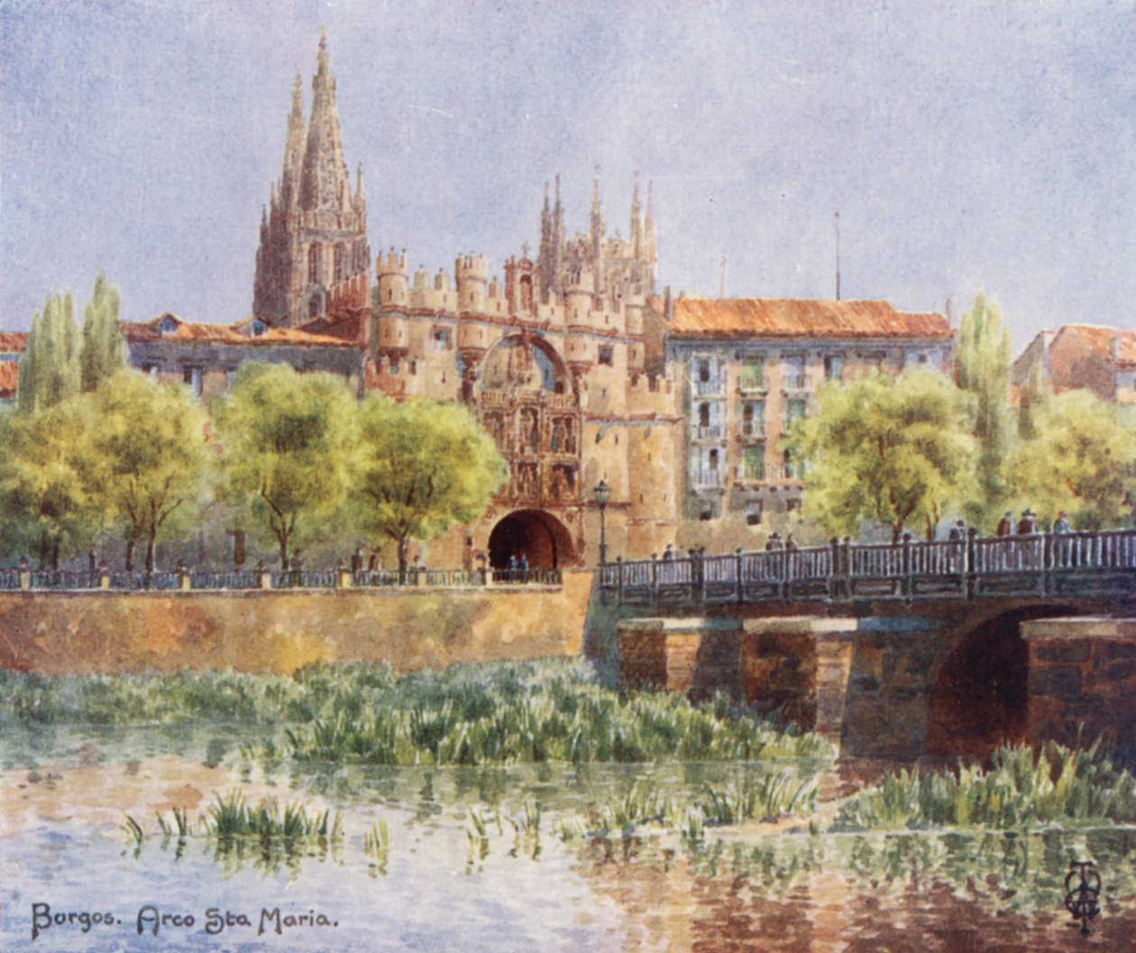 Észak-Spanyolország: Burgos, Arco Sta Maria (színes litho) alkotó: Edgar T. A. Wigram