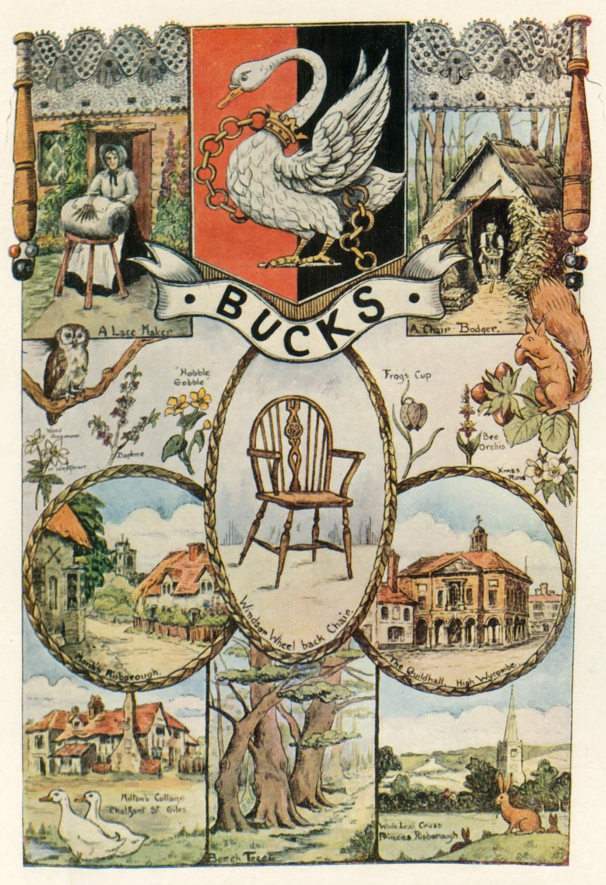 Buckinghamshire látványai és kézműves munkái, Női Intézet bannertervezése, 1937, 1943. alkotó: Edith A Holme