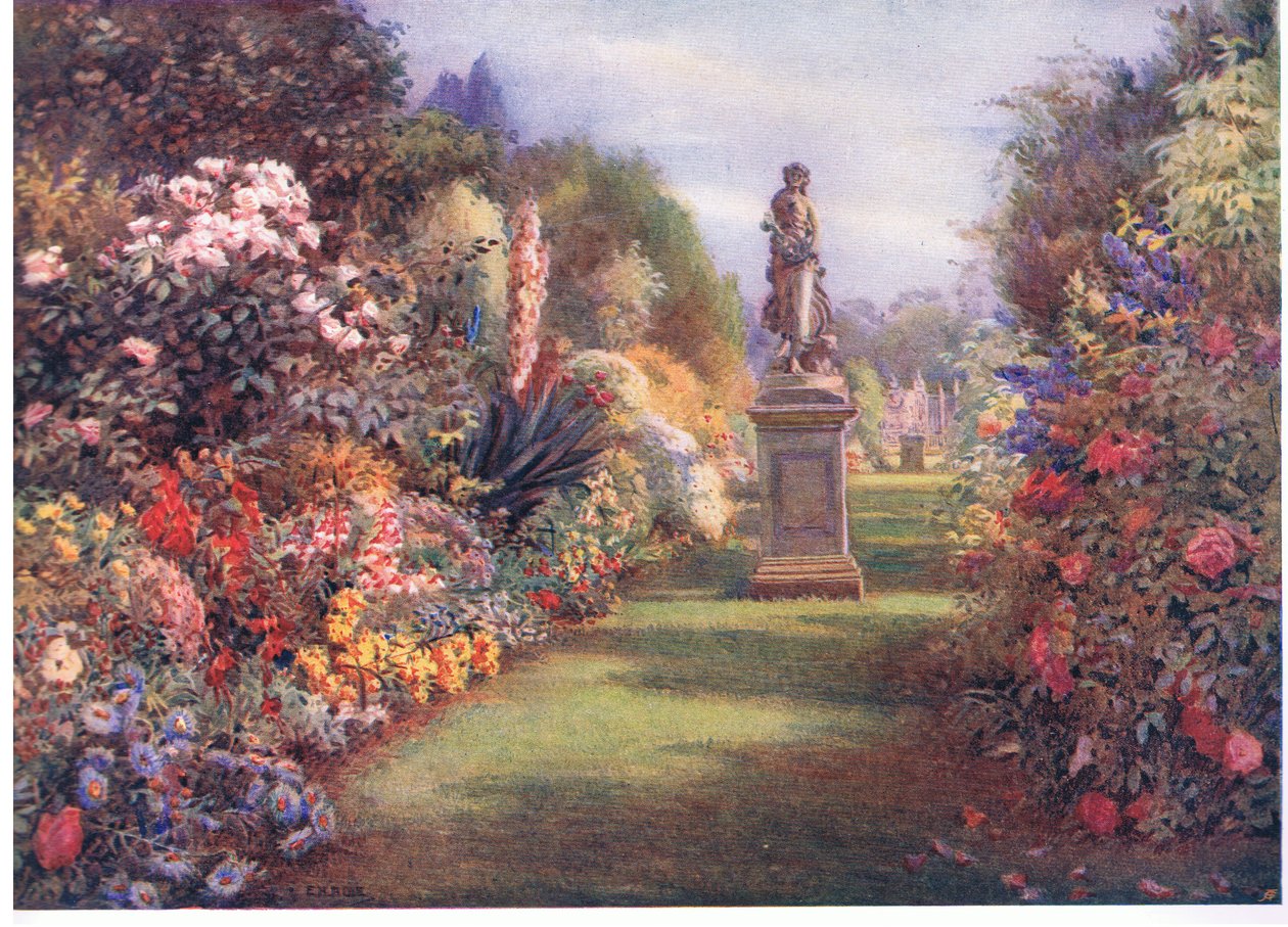 Fűséta a Hampton Courtban, a The Gardens of Englandből: Déli és nyugati megyékben, a The Studio kiadásában alkotó: Edith Helena Adie