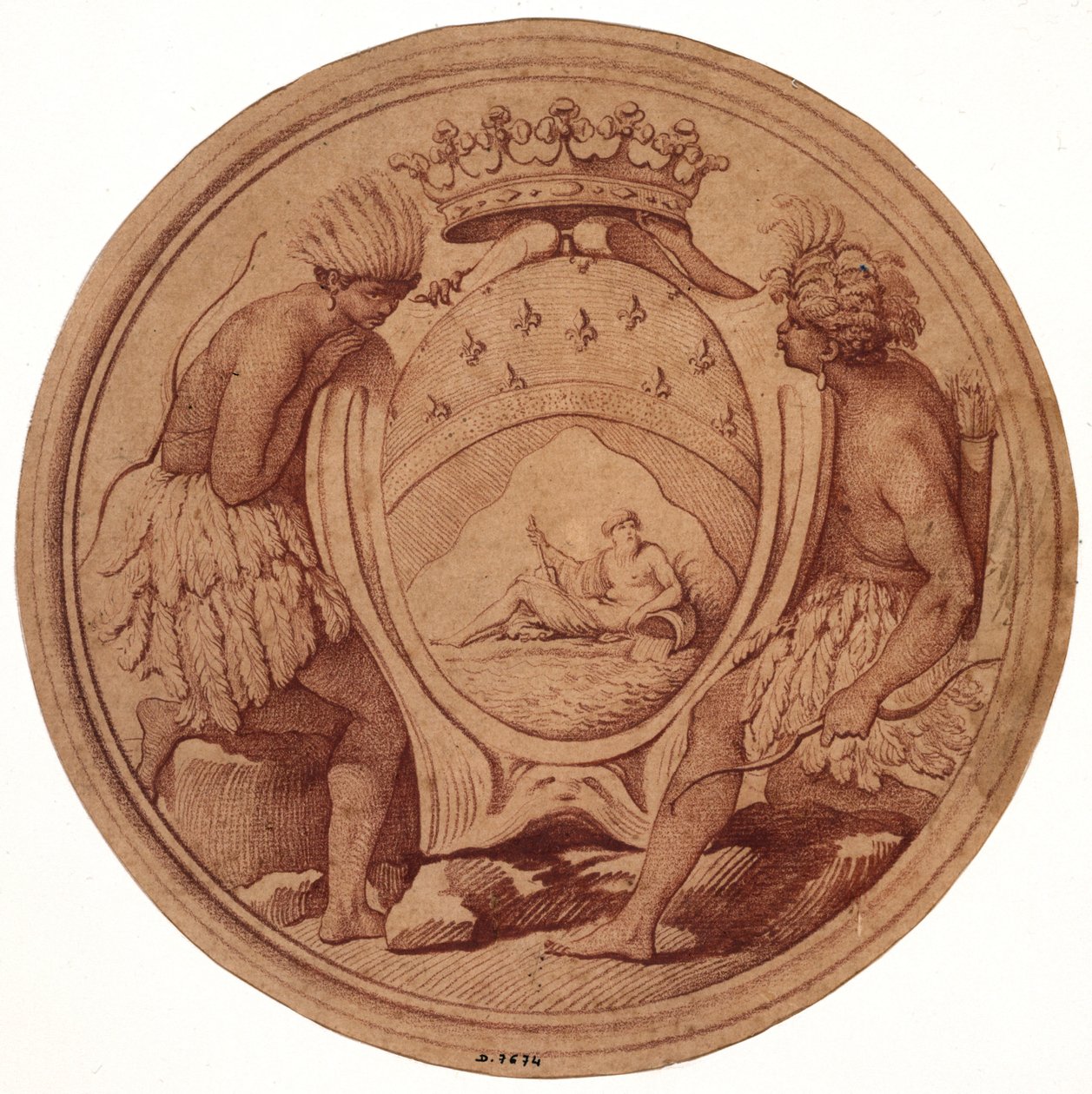 Entwurf für eine Medaille für die Compagnie des Indes alkotó: Edmé Bouchardon
