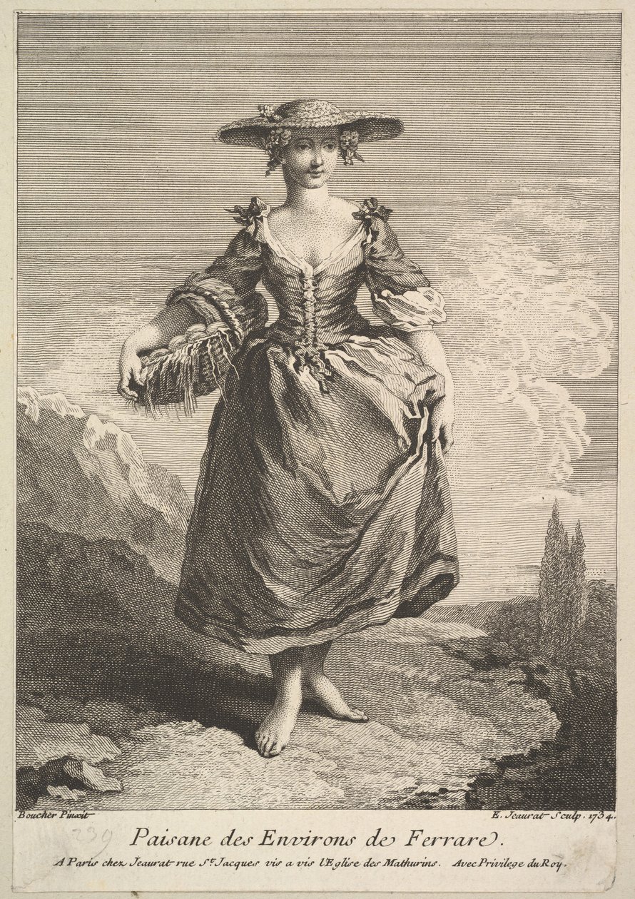 Parasztasszony Ferrara környékéről, 1734. alkotó: Edme Jeaurat