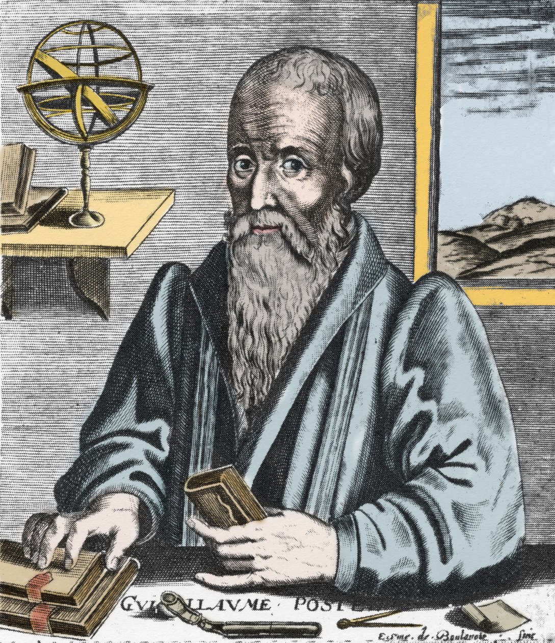 William Postel (1510-81) portréja - Guillaume Potel (1510-1581) orientalista, filológus és a francia katolikus felekezet teozófiája portréja. Edme de Boulonois metszete. alkotó: Edme de Boulonois