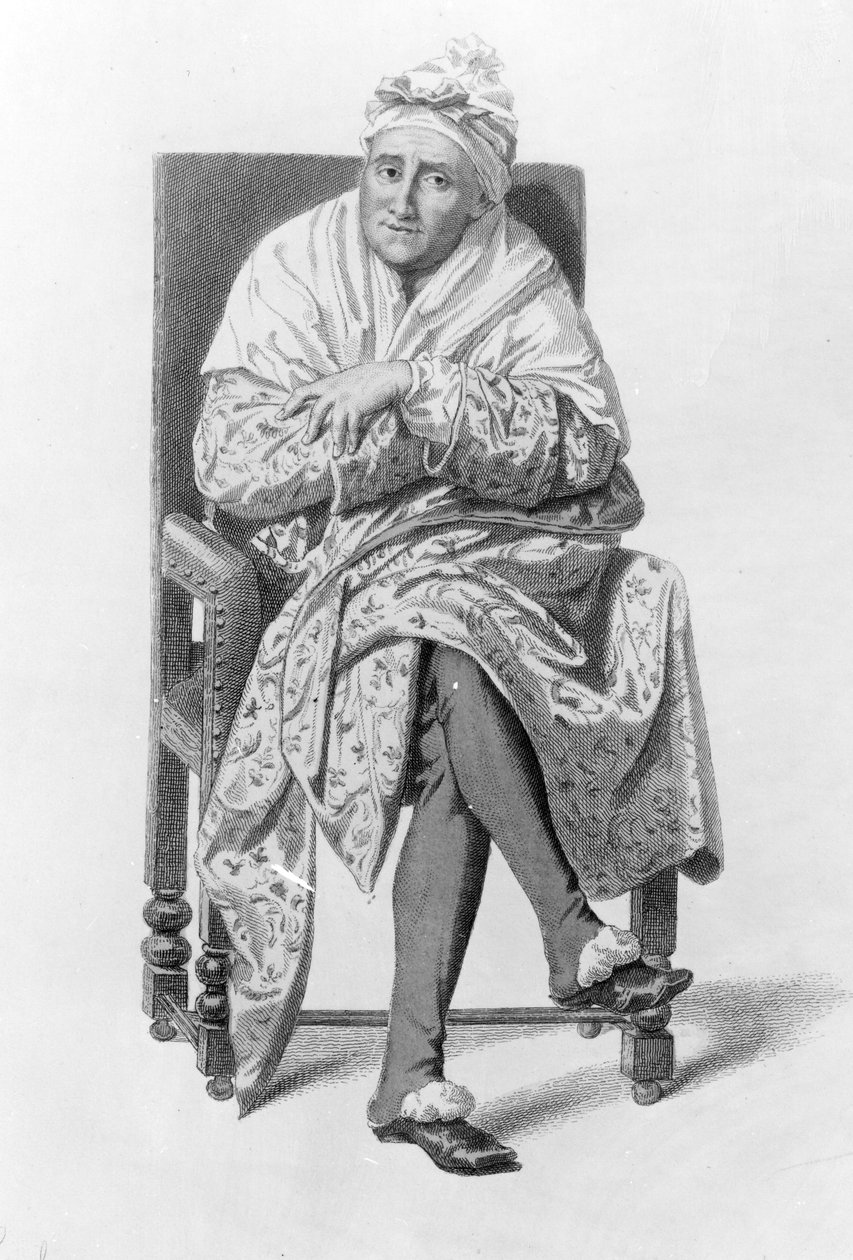 Argan karaktere az I. felvonás II. jelenetében, Moliere "Le Malade Imaginaire" című művéből, Ludwig Wolff metszete. alkotó: Edmond A.F. Geffroy