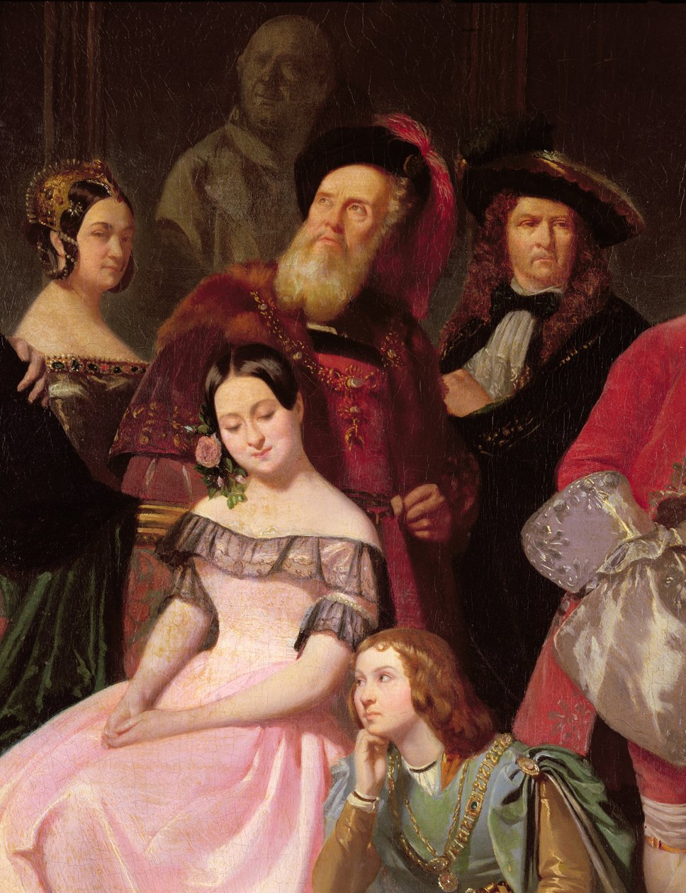 A Comedie-Francaise tagjai, balról balra: Noblet kisasszony, Plessis kisasszony, Joanny (1775-1849) Hernani jelmezben, Anais kisasszony, Perrier, 1840-ben (részlet a 163165-ről). alkotó: Edmond Aime Florentin Geffroy