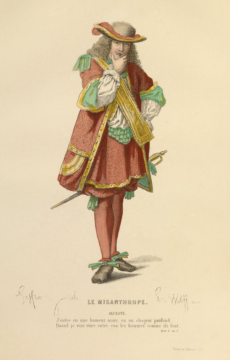 Alceste szerepének jelmeze, 1868 körül (metszet) alkotó: Edmond Aime Florentin Geffroy