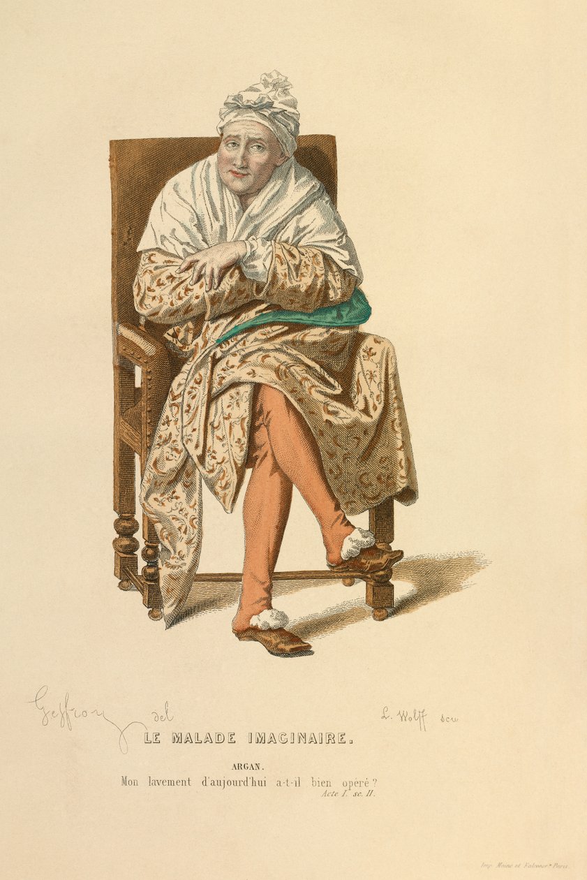 Argan szerepének jelmeze, 1868 körül (metszet) alkotó: Edmond Aime Florentin Geffroy