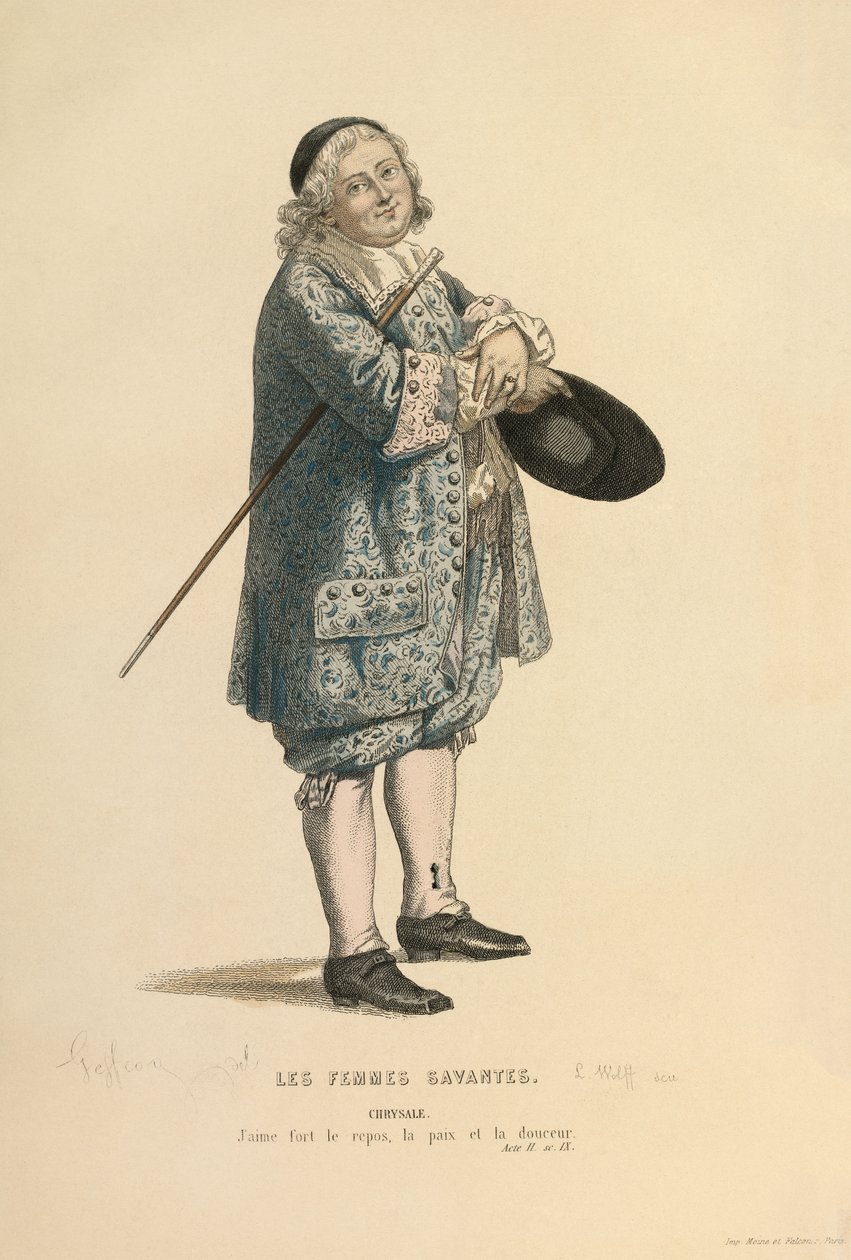 Chrysale szerepének jelmeze, 1868 körül (metszet) alkotó: Edmond Aime Florentin Geffroy