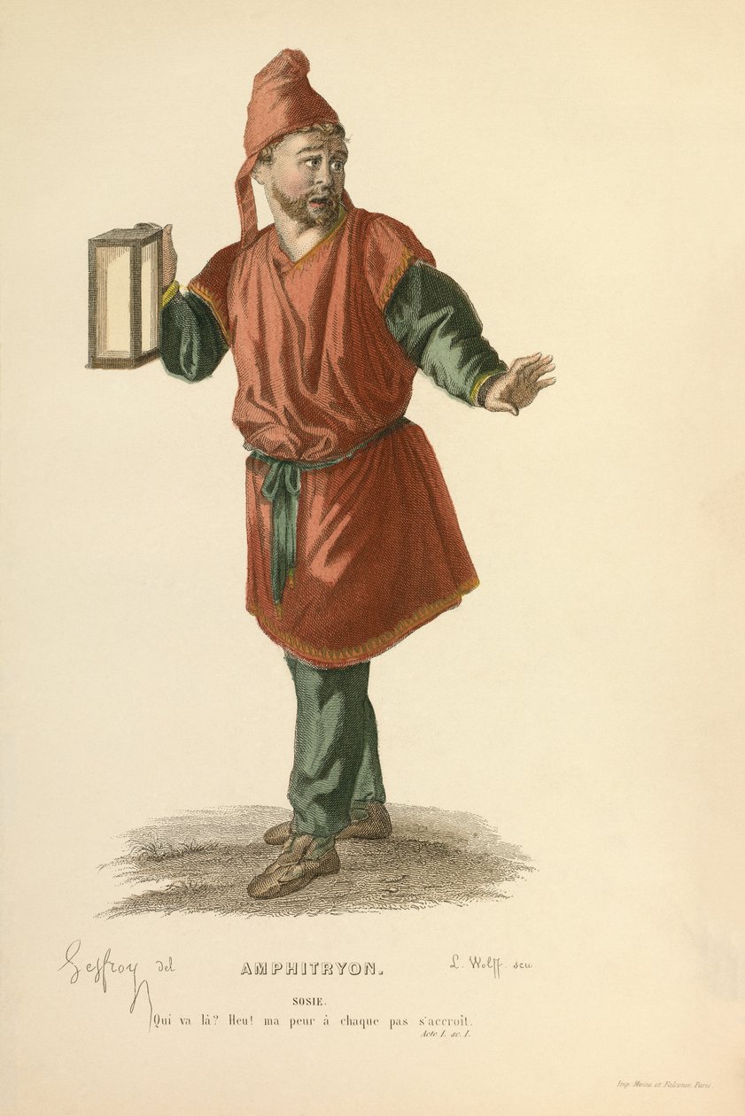 Jelmez Sosie szerepéhez, 1868 körül (metszet) alkotó: Edmond Aime Florentin Geffroy