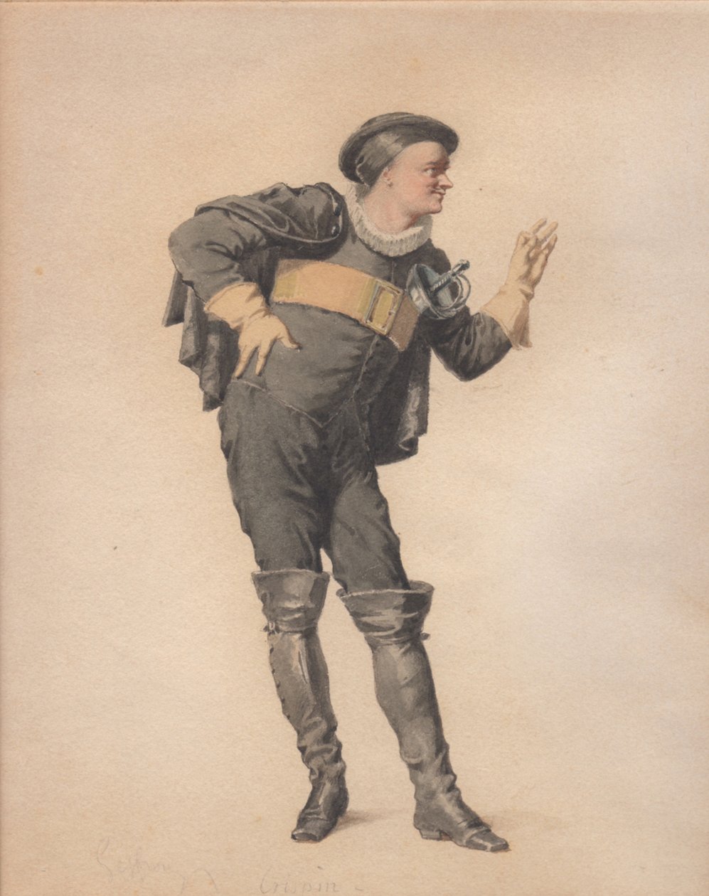 Crispin a Les Folies Amoureux-ban, Jean-François Regnardtól. alkotó: Edmond Aime Florentin Geffroy