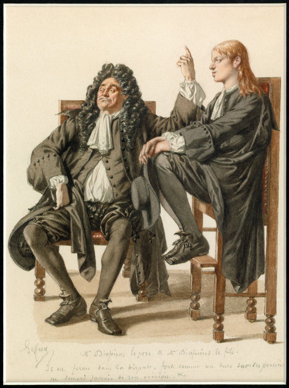 Monsieur Diafoirus pere et fils portréja, 1870 körül (akvarell) alkotó: Edmond Aime Florentin Geffroy