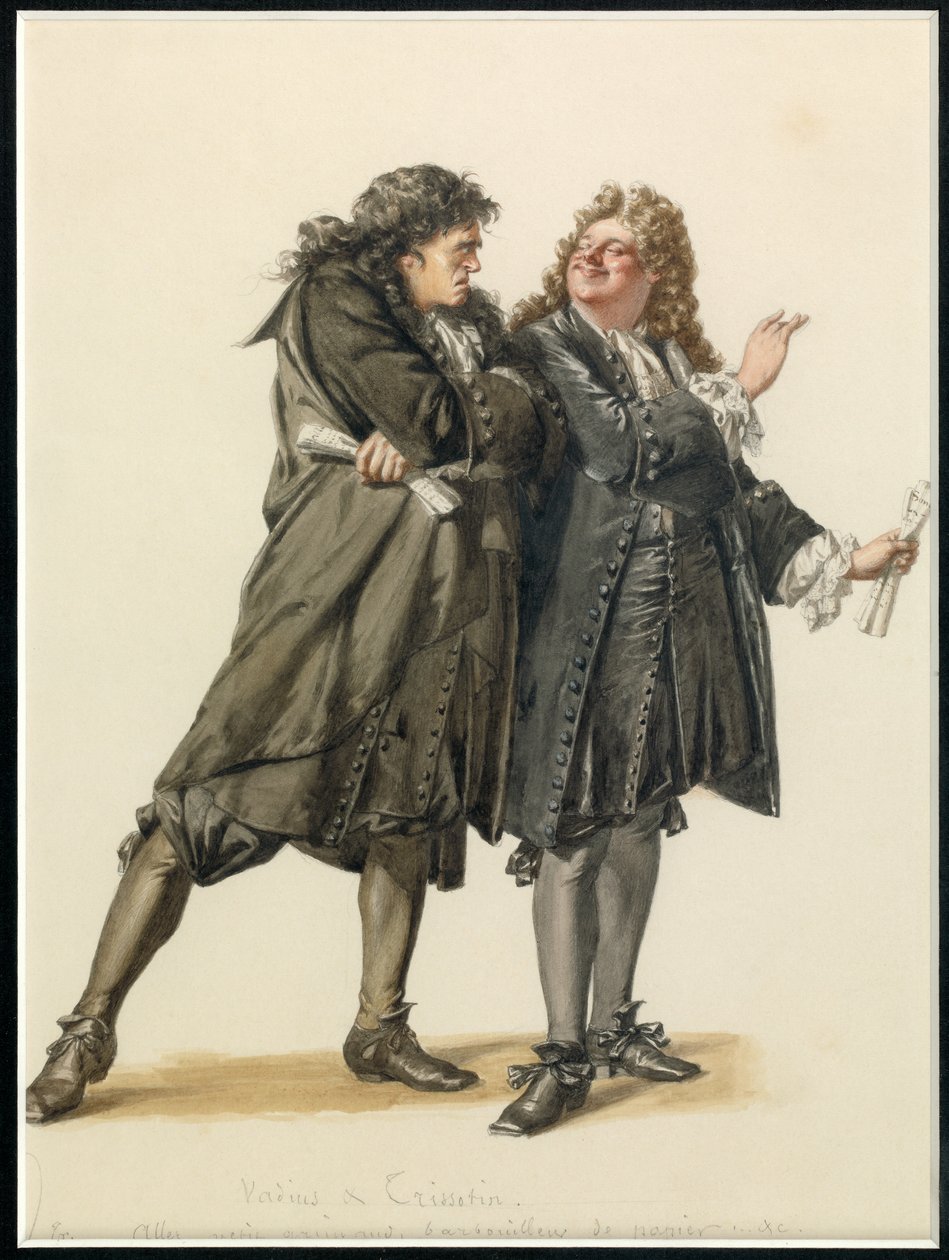 Vadius és Trissotin portréja, 1870 körül (akvarell) alkotó: Edmond Aime Florentin Geffroy