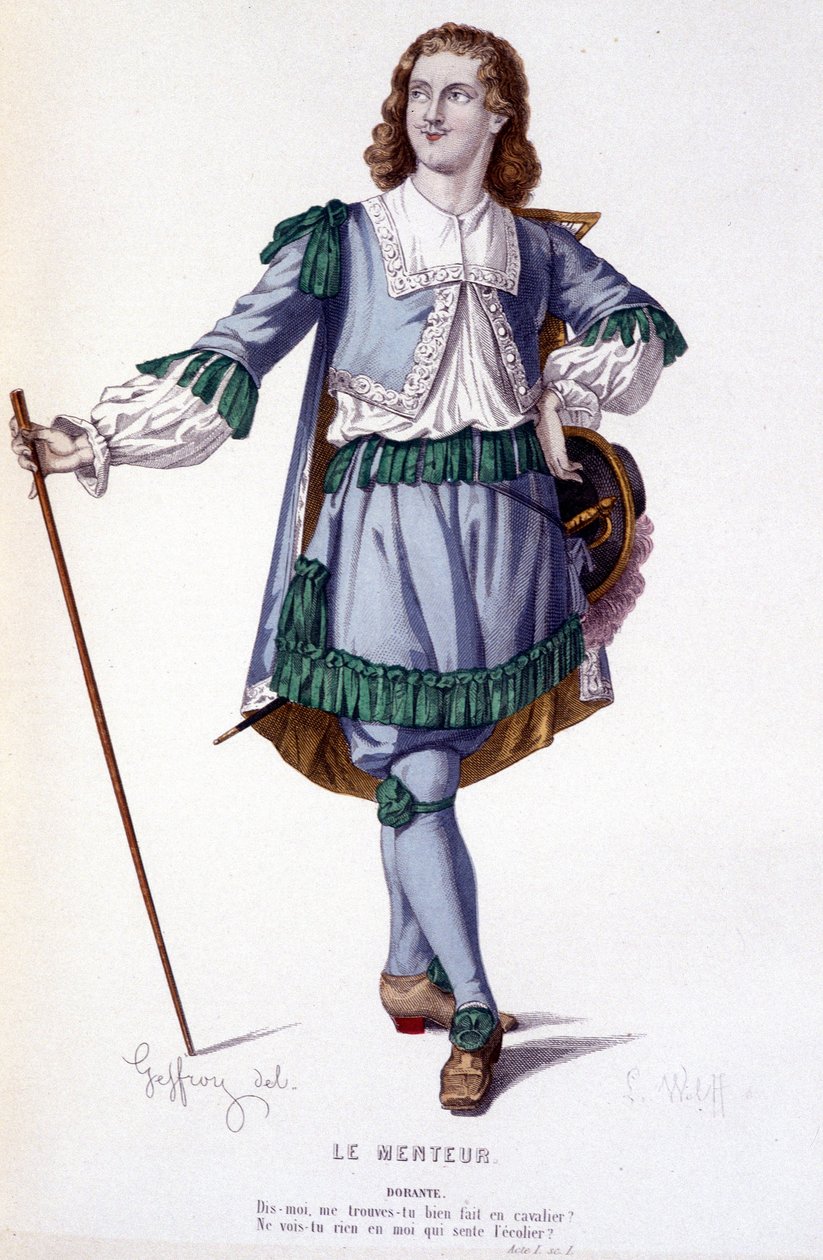 Dorante karaktere a Le Menteur - Full Theatre című vígjátékban: (Corneille darabjainak gyűjteménye) Geffroy rajza, L. Wolff metszete - szerk. Laplace, Sanchez és Társa, Párizs 1884 alkotó: Edmond Aime Florentin Geffroy