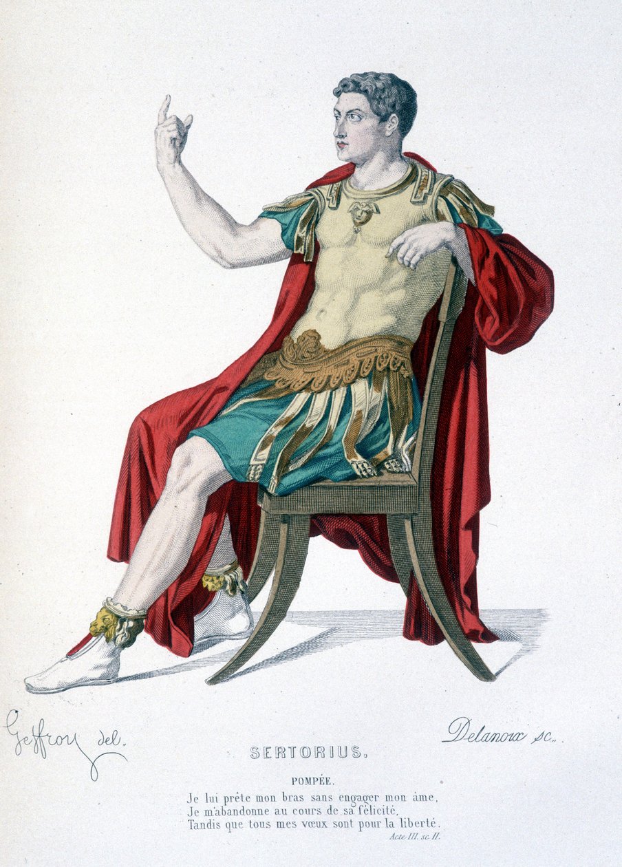 Pompee karaktere a Sertorius - Full Theatre című színházi darabban: (Corneille-darabok gyűjteménye) Geffroy rajza, Delanoux metszete - szerk. Laplace, Sanchez et Cie, Párizs 1884 alkotó: Edmond Aime Florentin Geffroy