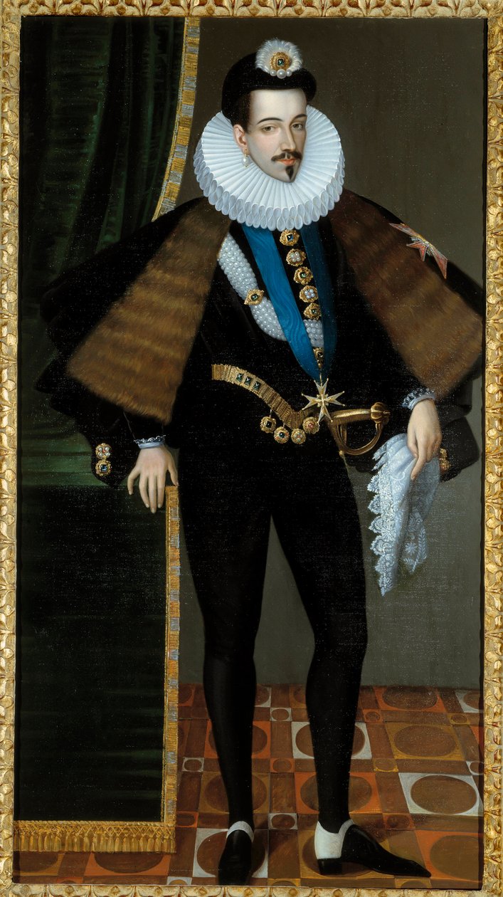 Henrik (1551-1589), francia király portréja lábán. Pierre Jean Edmond Castan (1817 - 1892) festménye, egy 16. századi festmény alapján. Olajfestmény. Mérete: 1,95 x 1,08 m. Blois, Musee Communal Du Chateau – III. Henrik (1551-1551) teljes alakos portréja alkotó: Edmond Castan