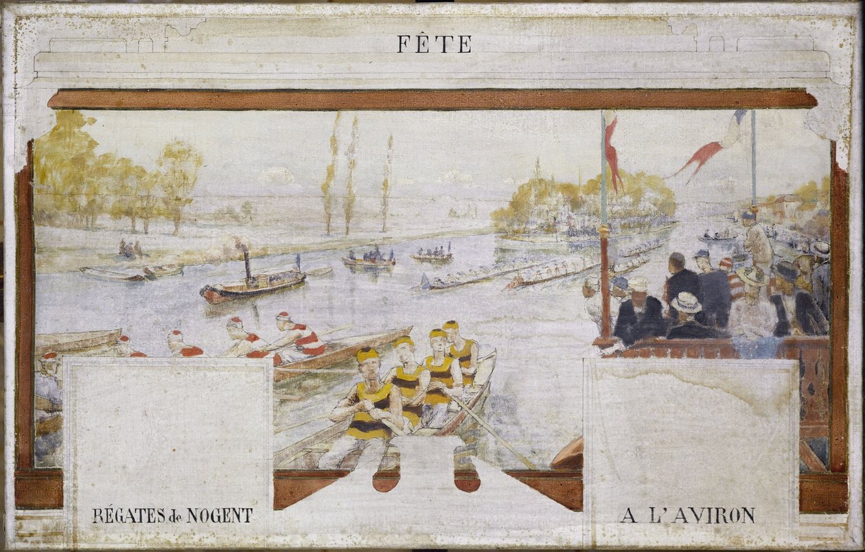 Vázlat a Nogent-sur-Marne-i városháza számára: Párt: Nogent-i evezős regatta alkotó: Edmond Debon
