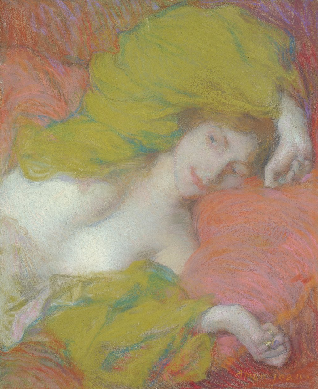 Idleness, 1895 körül (pasztell papíron) alkotó: Edmond François Aman Jean