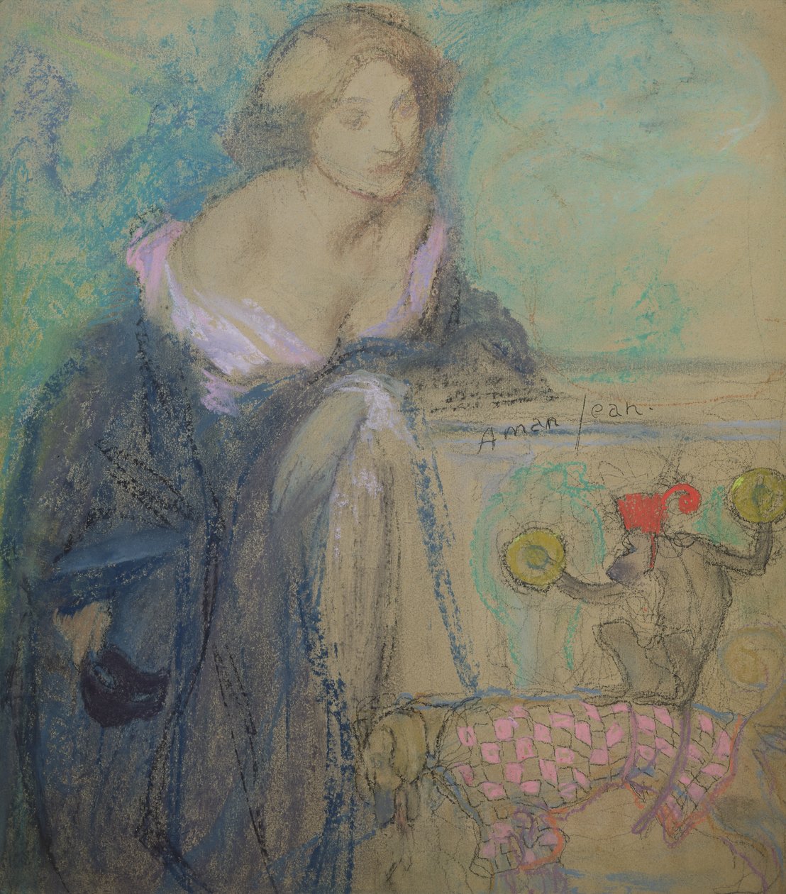 Maszkos nő, 1911 (pasztell, papíron) alkotó: Edmond François Aman Jean