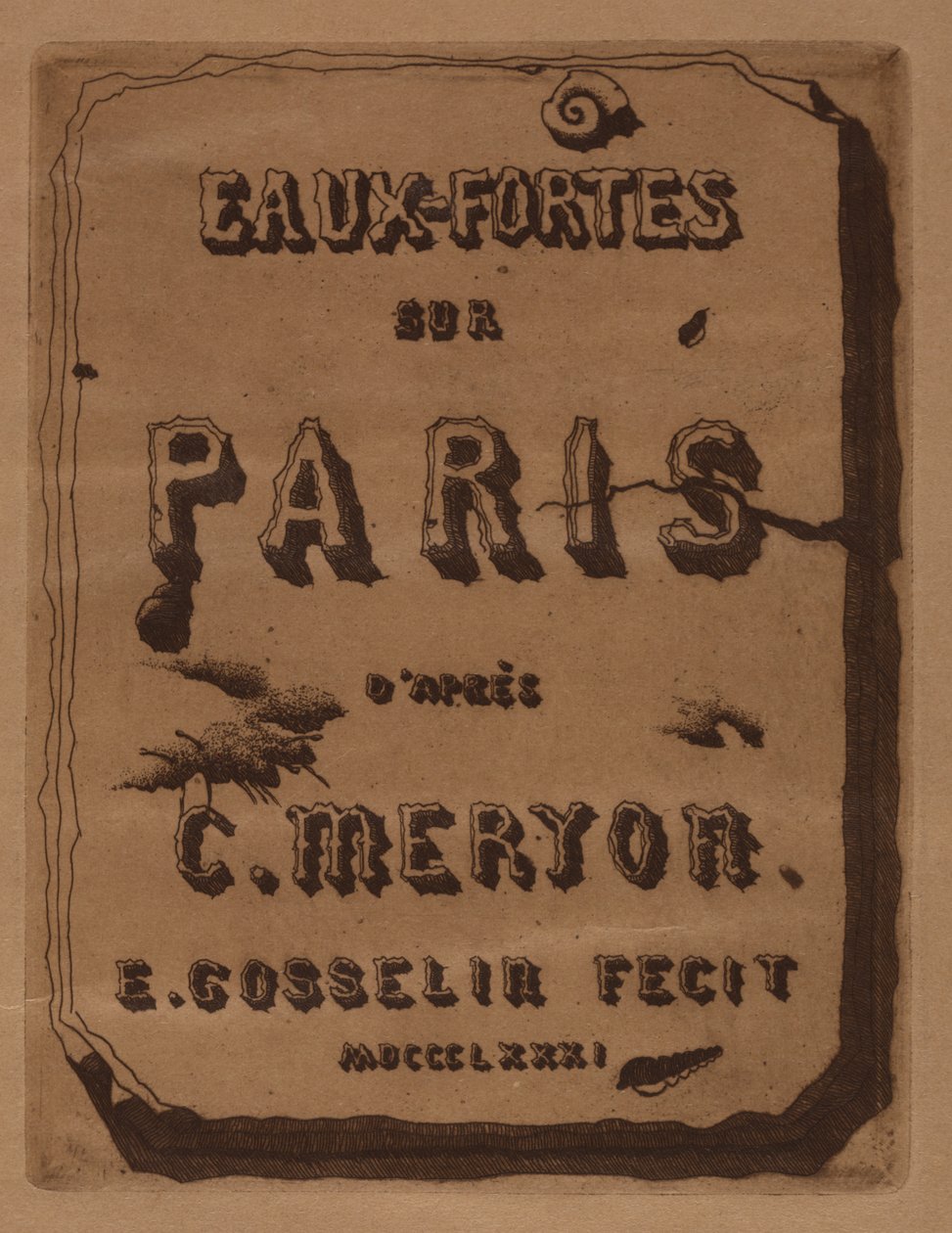 A Párizsi rézkarcok címe: Borító, 1871. alkotó: Edmond Gosselin