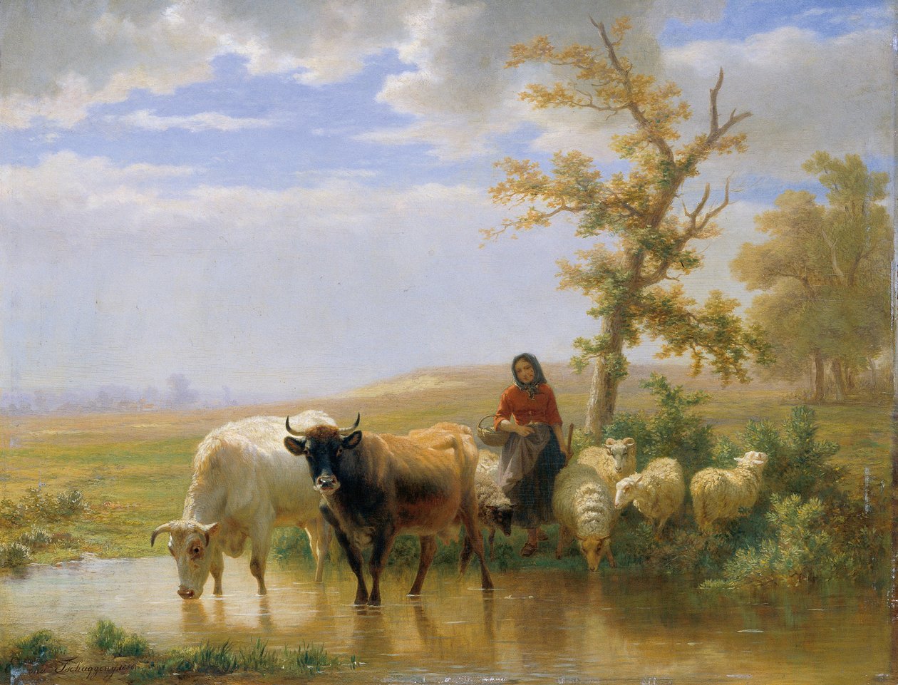 tehenek és juhok alkotó: Edmond Jean Baptiste Tschaggeny