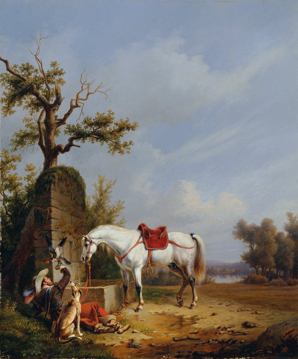 Lovas lóval alkotó: Edmond Jean Baptiste Tschaggeny