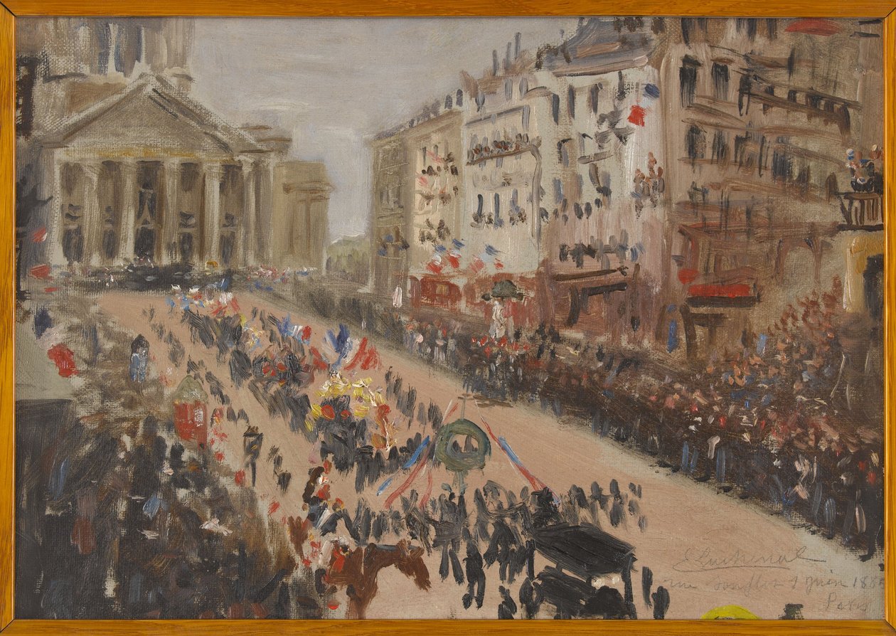 Victor Hugo temetése, a menet a rue Soufflot-on, 6-1885-ben (olaj, vászon) alkotó: Edmond Lachenal