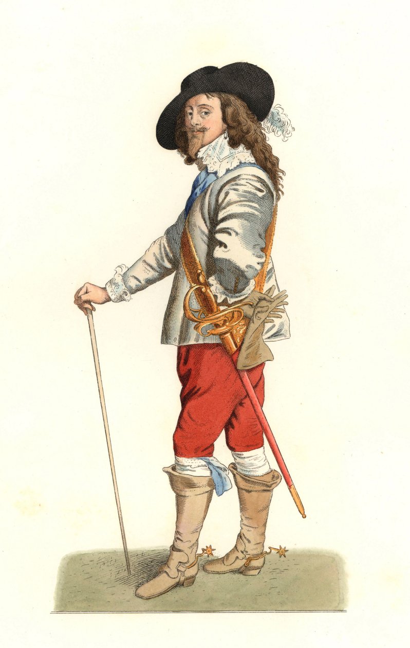 I. Károly angol király (1600-1649), Antonie Van Dyck (1599-1641) 1635-ös portréja alapján – Edmond Lechevallier-Chevignard (1825-1902) illusztrációjának litográfiája a „Costumes historiques des 16e” c. alkotó: Edmond Lechevallier Chevignard