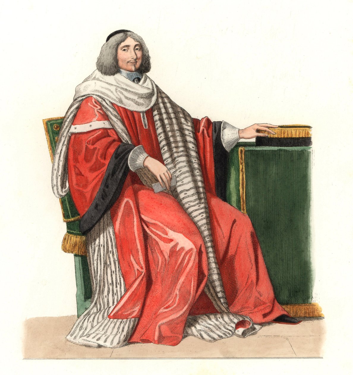 Jean Antoine de Mesme (1661-1723), Irval ura, Avaux grófja, 17. századi francia magisztrátus, Philippe de Champaigne (1602-1674) 1653-as festménye után - litográfia Edmond Lechevallier-Chevignard (1825-1902) illusztrációja alapján, extrac. alkotó: Edmond Lechevallier Chevignard