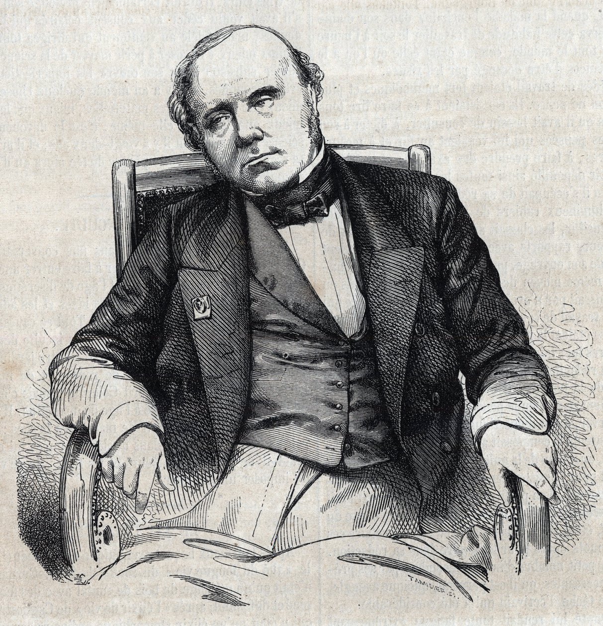 Augustin Thierry (1795-1856) francia történész portréja. Chevignard metszet a „” Le Magasin Picturesque”-ben alkotó: Edmond Lechevallier Chevignard