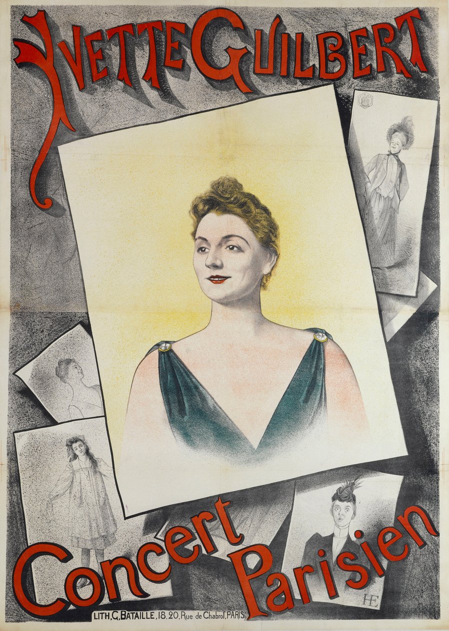 Yvette Guilbert párizsi koncert, 1890. alkotó: Edmond Marie Höner