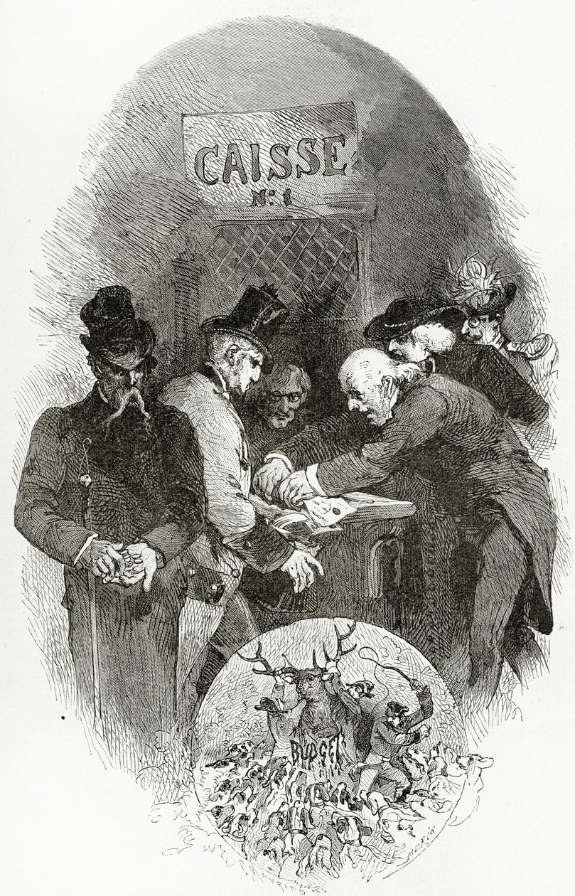 Emargement - illusztráció Napoléon le Petit-től, 19. század (fekete-fehér metszet) alkotó: Edmond Morin