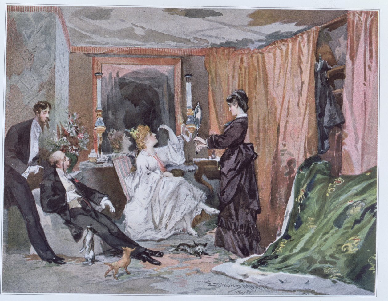 Hortense Schneider (1833-1920) öltözője a Theater des Varietesben, 1873 alkotó: Edmond Morin