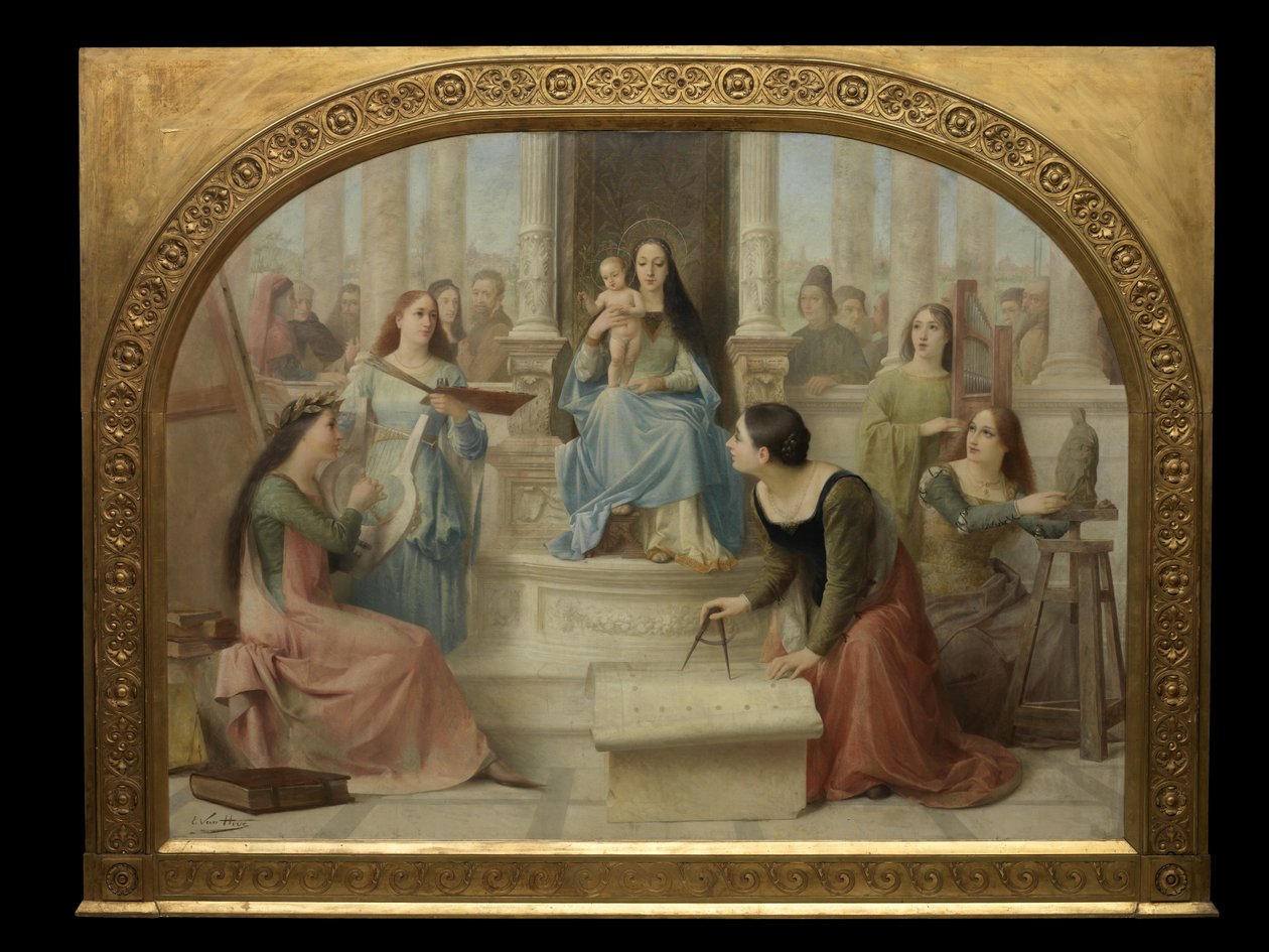 A művészeteket inspiráló szűz (olaj, vászon) alkotó: Edmond Theodor van Hove