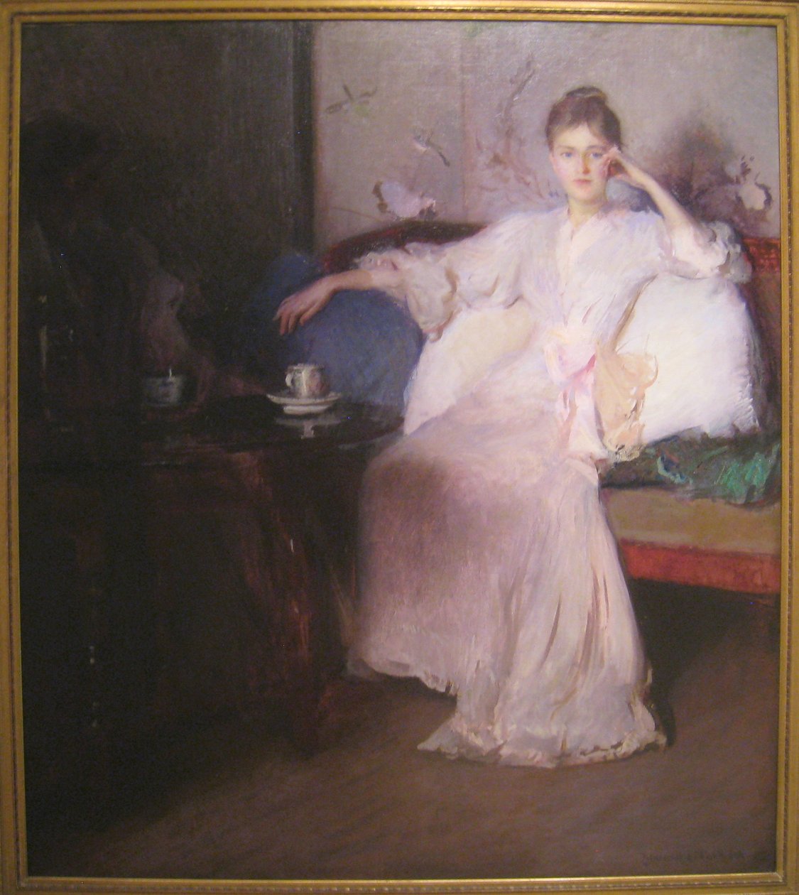 Elrendezés rózsaszín és szürke délutáni teában alkotó: Edmund Charles Tarbell