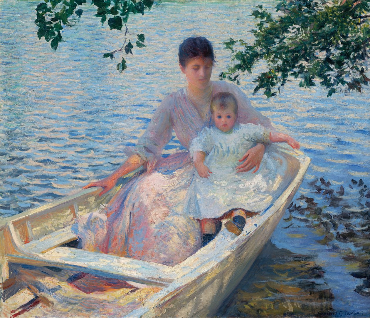Anya és gyermeke csónakban alkotó: Edmund Charles Tarbell
