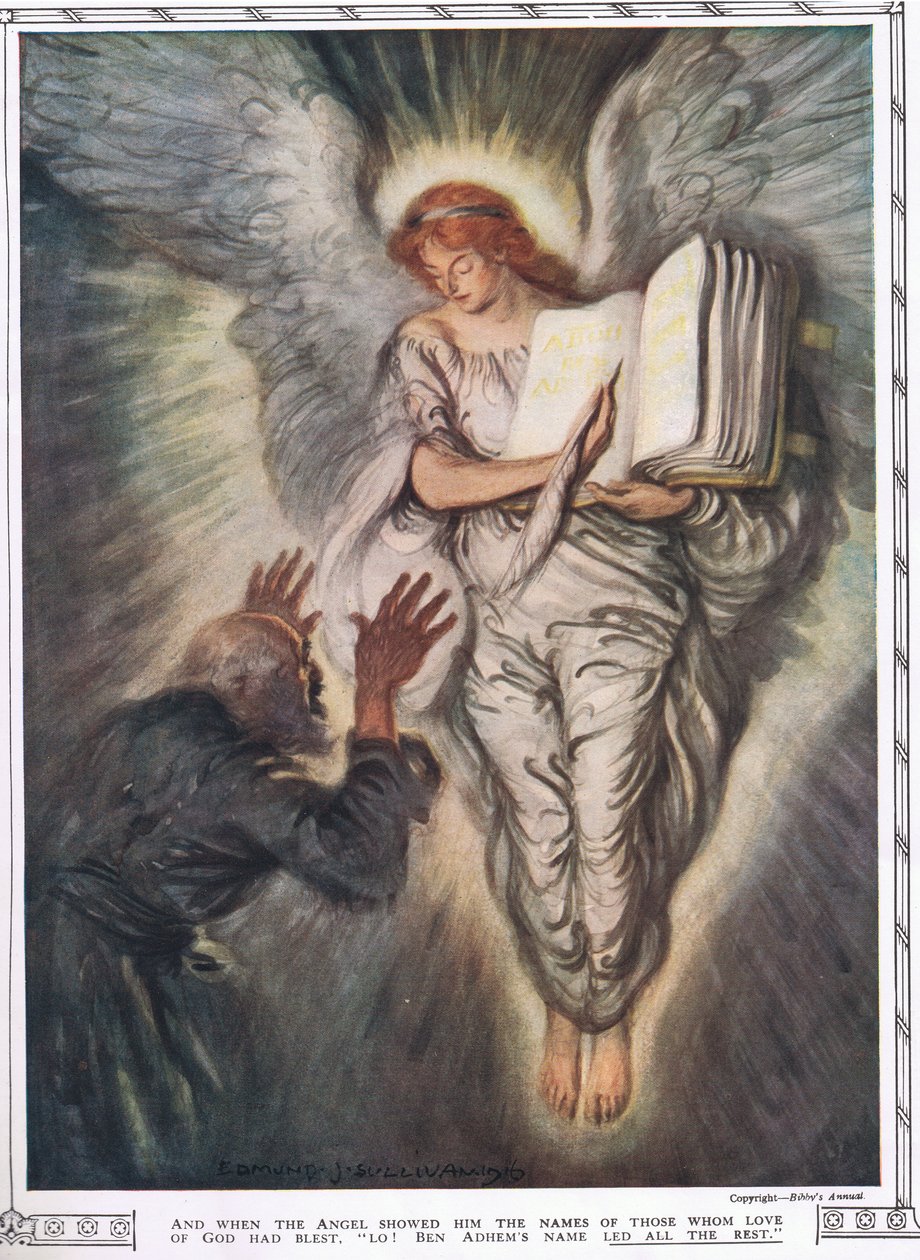 Abou Ben Adhem és az angyal, az 1917-ben megjelent „Bibby Annual”-ból alkotó: Edmund Joseph Sullivan