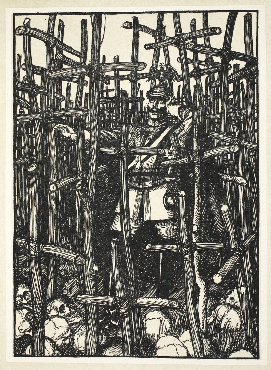 Elveszett az erdőben, illusztráció a Kaiser koszorújából, Edmund J. Sullivan, pub. 1916 alkotó: Edmund Joseph Sullivan