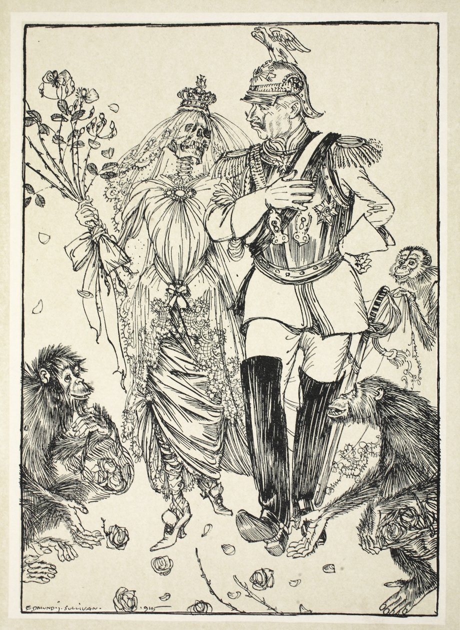 Marriage de Convenience, illusztráció a Kaiser koszorújából, Edmund J. Sullivan, pub. 1916 alkotó: Edmund Joseph Sullivan