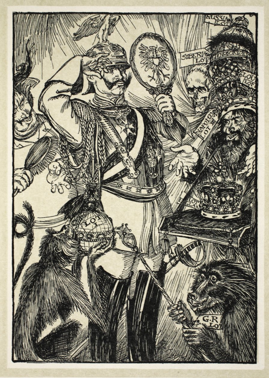 Pour les Beaux Yeux du Kaiser, illusztráció a Kaiser koszorújából, Edmund J. Sullivan, pub. 1916 alkotó: Edmund Joseph Sullivan