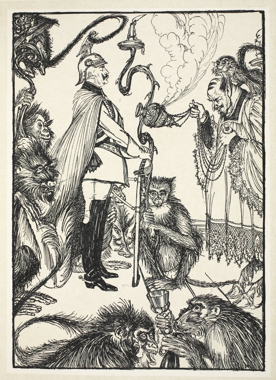The Black Mass No. 1 (The Celebrant and the Master of Ceremonies), illusztráció Edmund J. Sullivan: The Kaiser