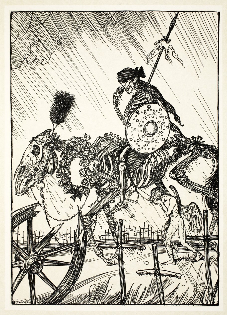 A hódító visszatér, illusztrációja Edmund J. Sullivan A császár füzéréből, pub. 1916 alkotó: Edmund Joseph Sullivan
