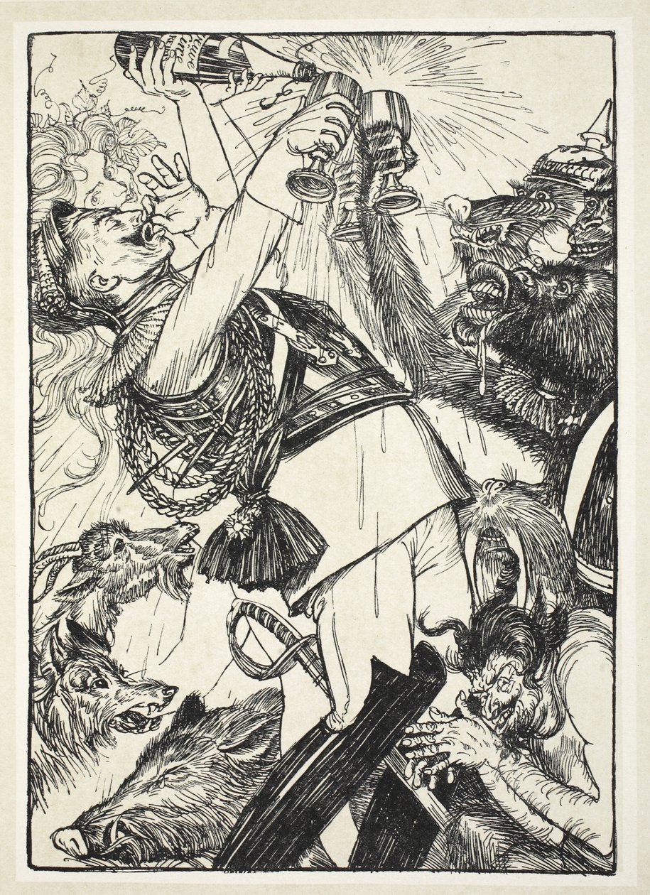 A Circe és a Porosz Comus bora, illusztrációja Edmund J. Sullivan Kaiser koszorújából, pub. 1916 alkotó: Edmund Joseph Sullivan